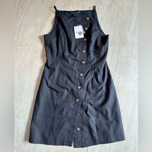 S - Forever 21 Black Button-Front Midi Dress
